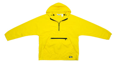 LL Bean - Yellow 1/4 Zip Hooded Windbreaker 1990s Large