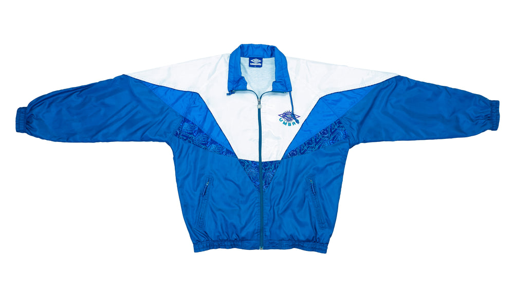Umbro - Blue and White Windbreaker 1990s X-Large Vintage Retro 