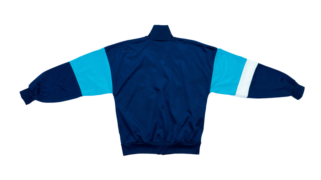 Adidas - Blue, White and Purple Colorblock Track Jacket 1990s Medium Vintage Retro 