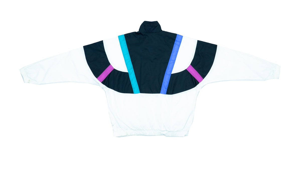 Nike - White, Black & Pink Colorblock Grey Tag Windbreaker 1990s Medium