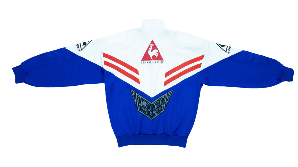 Le Coq Sportif - White & Blue Big Logo Track Jacket 1990s Large Vintage Retro 