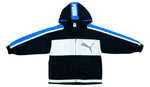 Puma - Black& White Big Logo Hooded Track Jacket 1990s Large Vintage Retro 