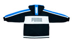 Puma - Black & White Big Logo Hooded Track Jacket 1990s Large Vintage Retro 