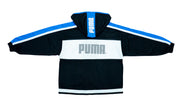 Puma - Black & White Big Logo Hooded Track Jacket 1990s Large Vintage Retro 