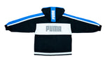 Puma - Black & White Big Logo Hooded Track Jacket 1990s Large