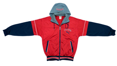 Puma - Red & Black Hooded Track Jacket 1990s Medium