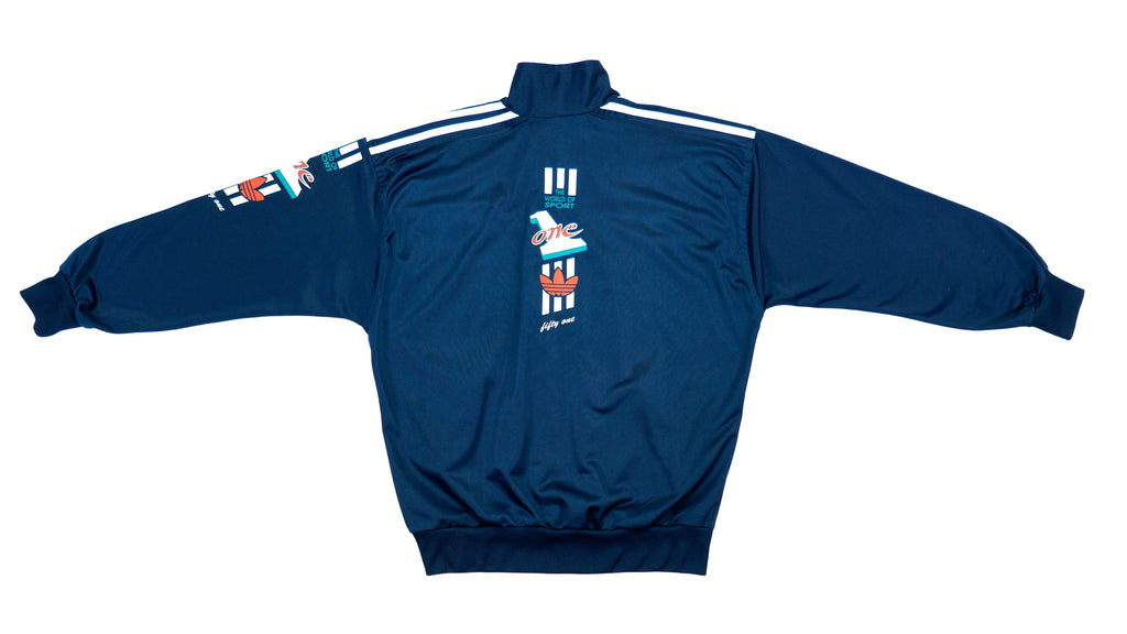 Adidas - Blue The World of Sport Track Jacket 1990s Large Vintage Retro 