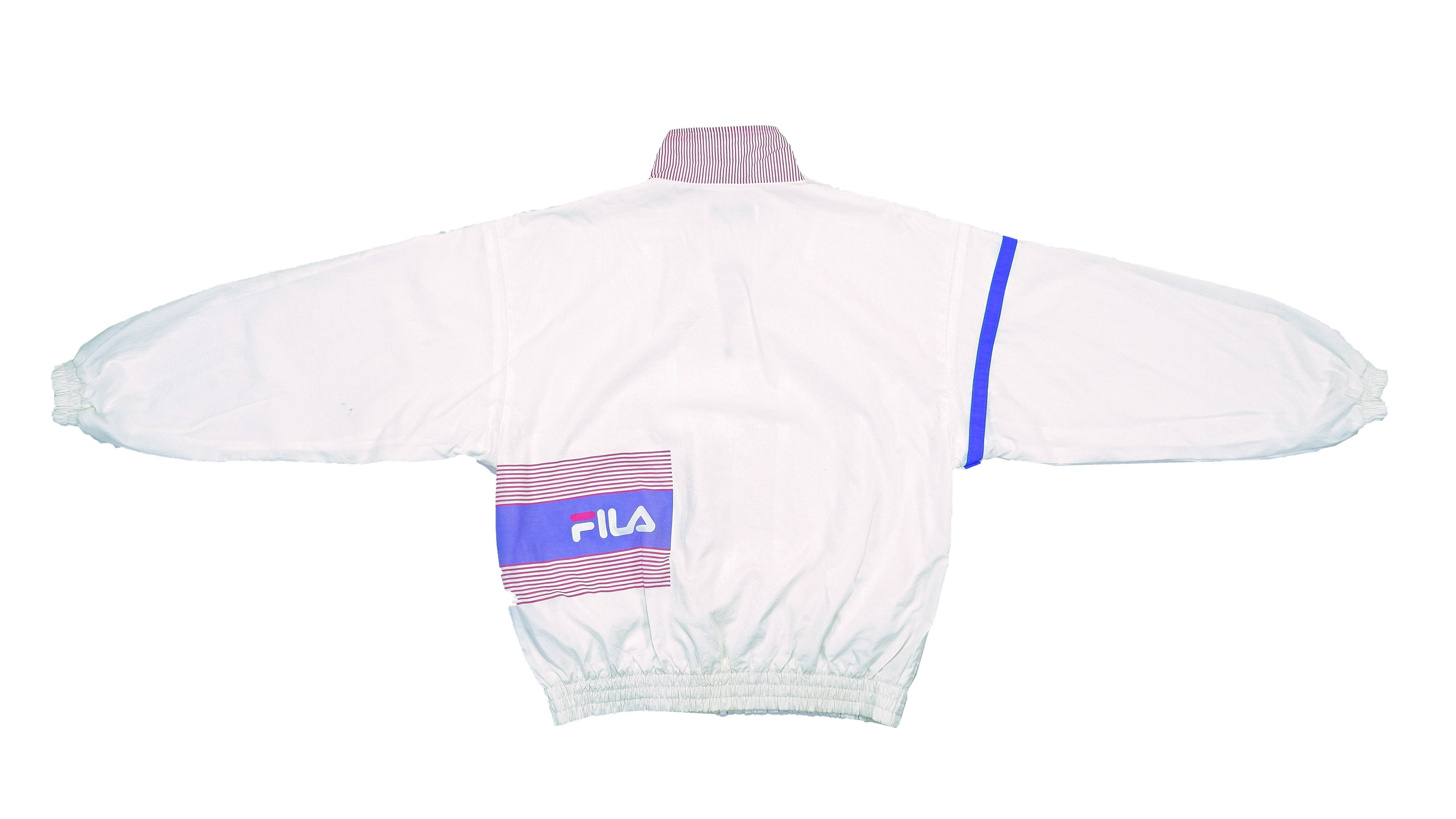 FILA - White Spell-Out Bomber Jacket 1990s Medium Vintage Retro