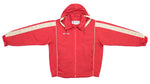 Columbia - Red Spell-Out Hooded Windbreaker 1990s Large