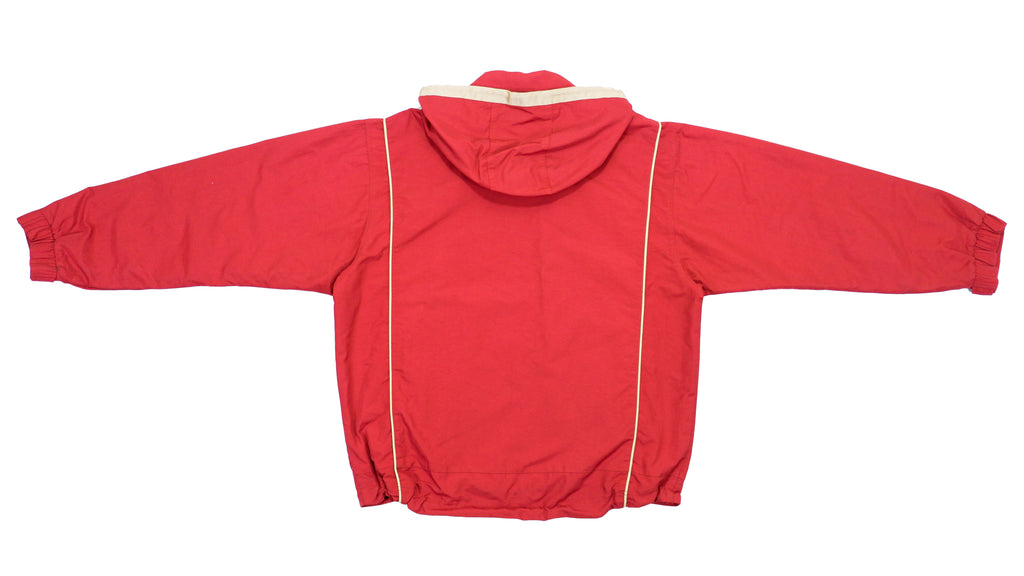 Columbia - Red Hooded Windbreaker 1990s Large Vintage Retro 