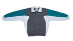 Adidas - Grey & Green Suede Track Jacket 1990s Large Vintage Retro 
