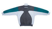 Adidas - Grey & Green Suede Track Jacket 1990s Large Vintage Retro 