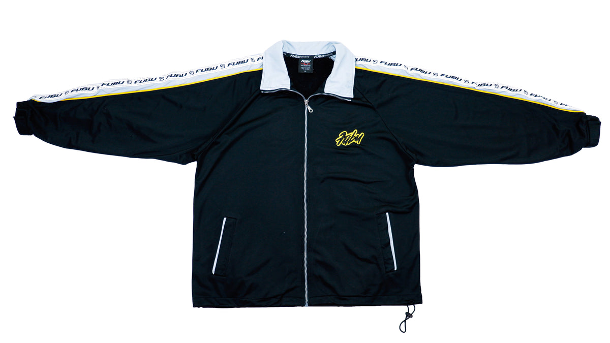 FUBU - Black Taped Logo Track Jacket 1990s X-Large Vintage Retro 