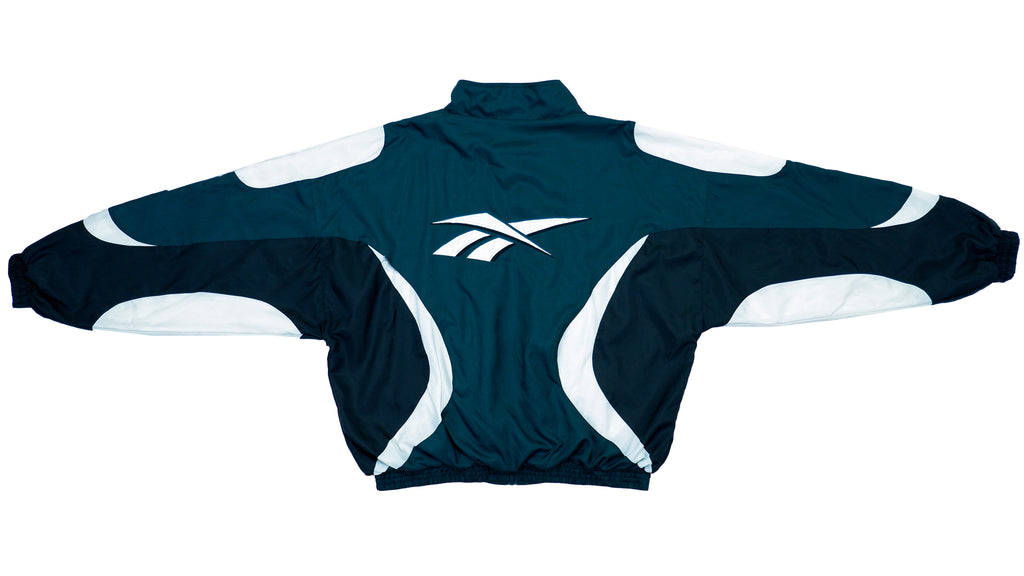 Reebok - Green and White Windbreaker 1990s X-Large Vintage Retro 