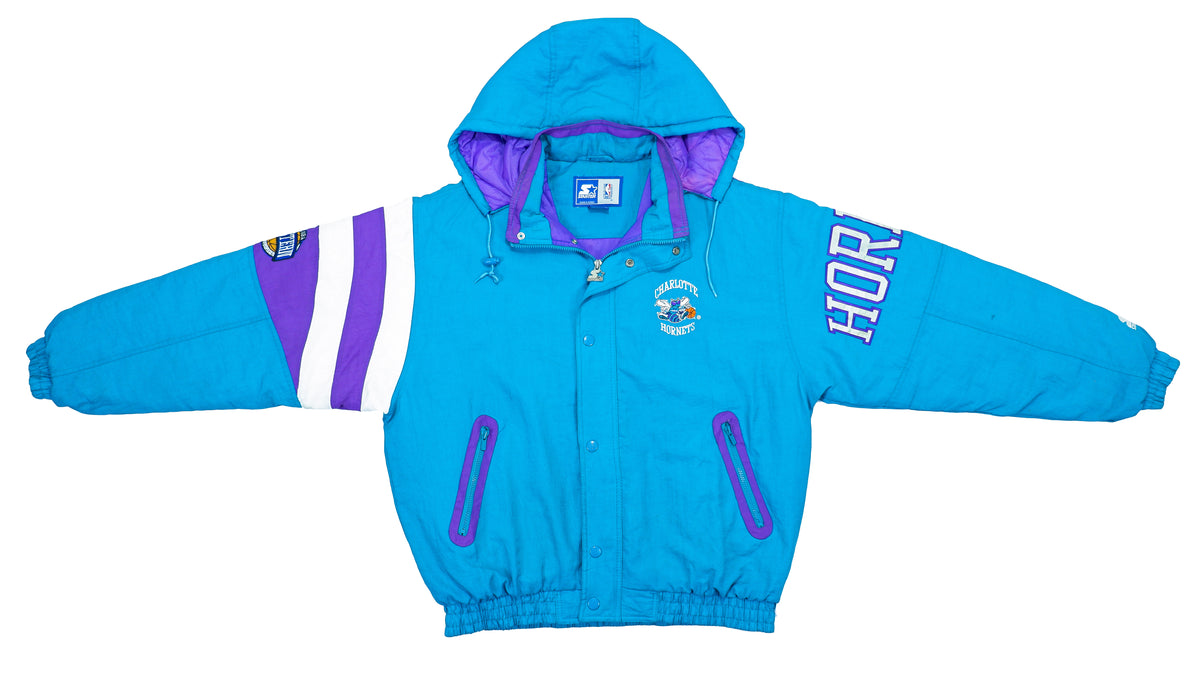 Starter - Charlotte Hornets Hooded Jacket 1990s Large Vintage Retro NBA Basketball 
