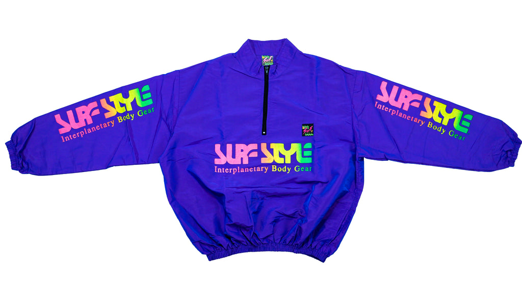Surf Style - Purple 1/4 Zip Windbreaker 1990s X-Large Vintage Retro 