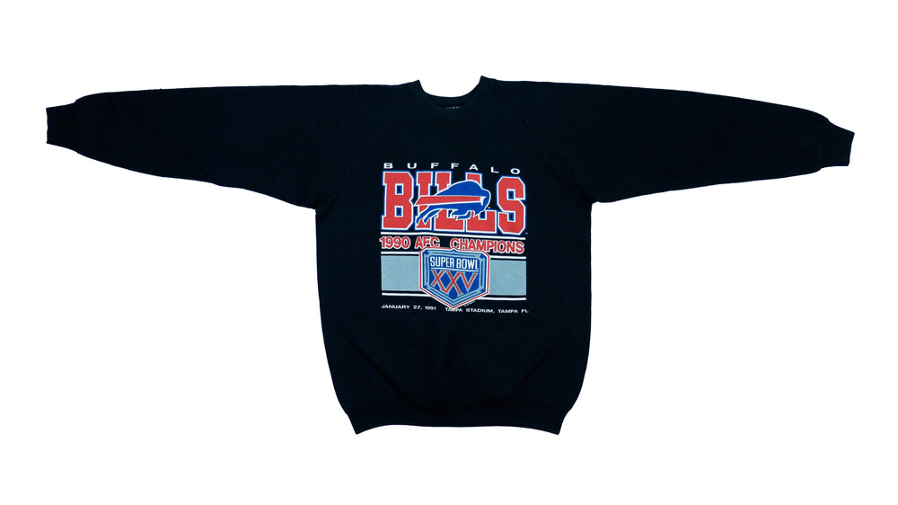 NFL - Buffalo Bills Big Logo Black Sweatshirt 1990s Medium Vintage Retro