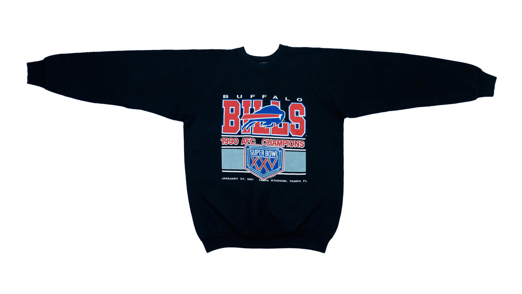 NFL - Buffalo Bills Big Logo Black Sweatshirt 1990s Medium Vintage Retro