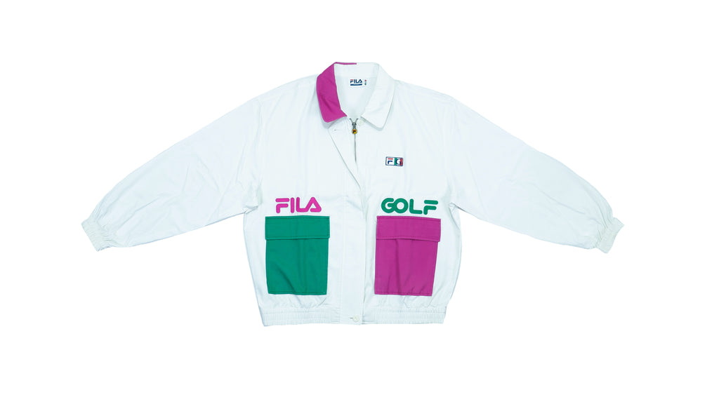 FILA -  White Golf Harrington Jacket 1990s Medium Vintage Retro 