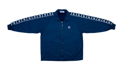 FILA - Dark Blue Taped Logo Track Jacket 1990s Medium