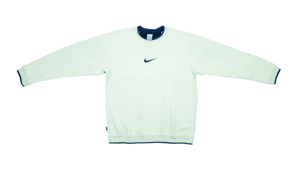 Nike - Beige Crew Neck Sweatshirt 1990s Medium Vintage Retro 