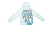 Vintage - White Printed Hooded Jacket 1990s Small Vintage Retro