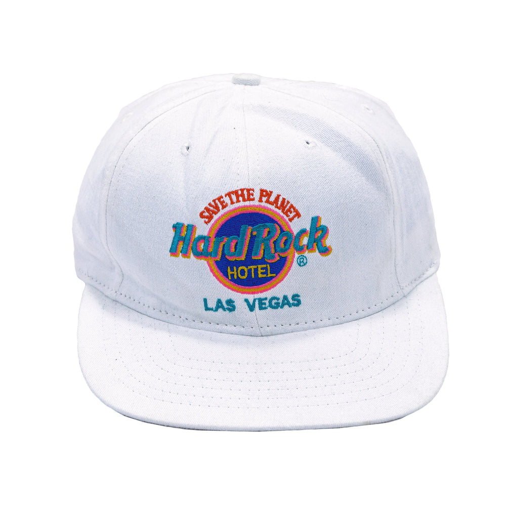 Hard Rock - White Hard Rock Hotel - Las Vegas Snap Back Hat 1990s Adjustable Vintage Retro