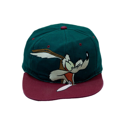 Looney Tunes -  Green & Maroon Wile E Coyote Snapback Hat 1990s Adjustable