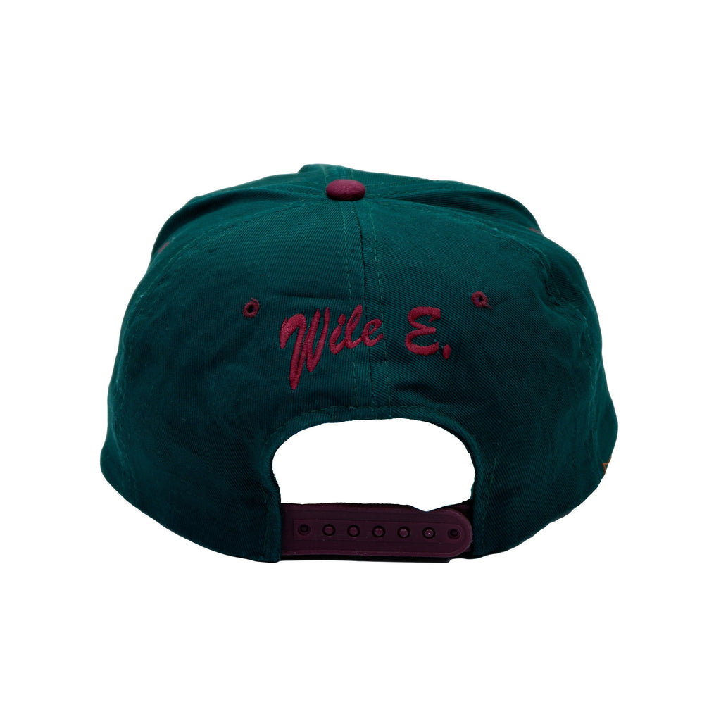 Looney Tunes -  Green & Maroon Wile E Snap Back Hat 1990s Adjustable Vintage Retro 