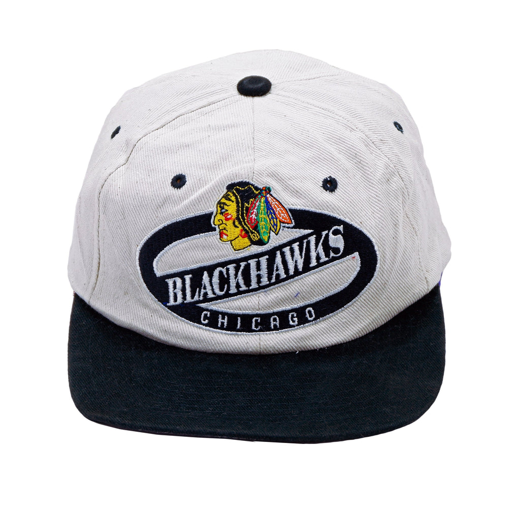 NHL (Lee) - Chicago Blackhawks Snapback Hat 1990s Adjustable Vintage Retro Hockey 