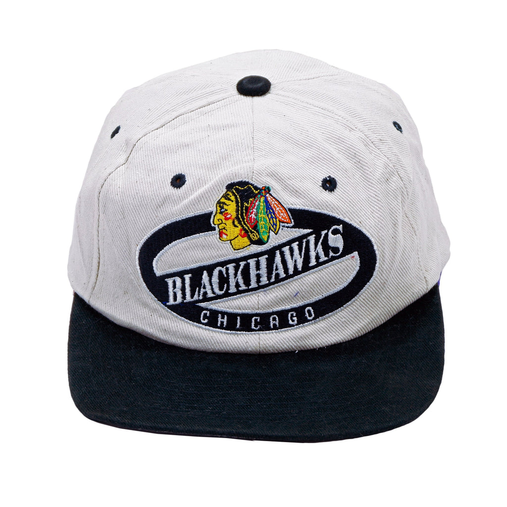 NHL (Lee) - Chicago Blackhawks Snapback Hat 1990s Adjustable Vintage Retro Hockey 