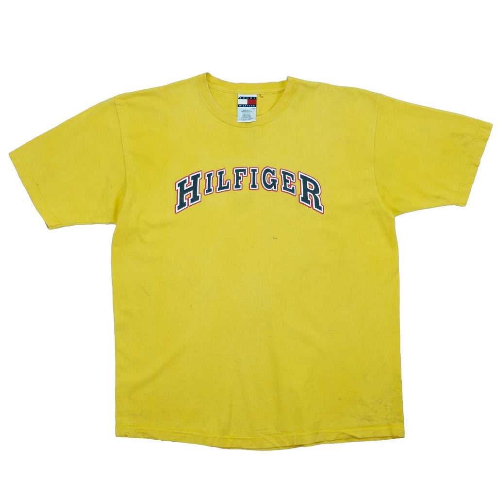 Tommy Hilfiger - Yellow T-Shirt 1990s X-Large Vintage Retro