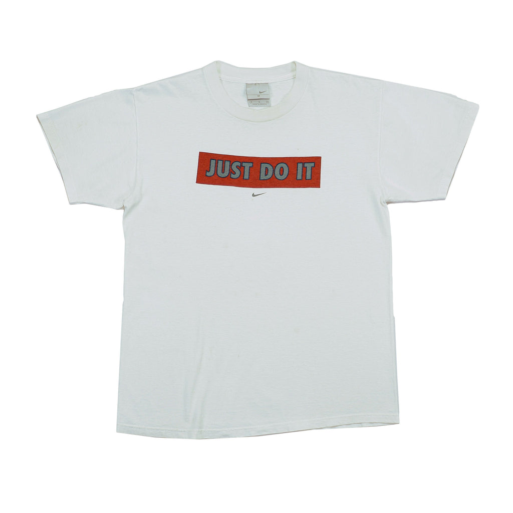 Nike - White Just Do It T-Shirt 1990s Medium Vintage Retro 