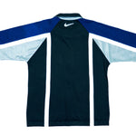 Nike - Black & Blue Zip Up Track T-Shirt 1990s Medium Vintage Retro 