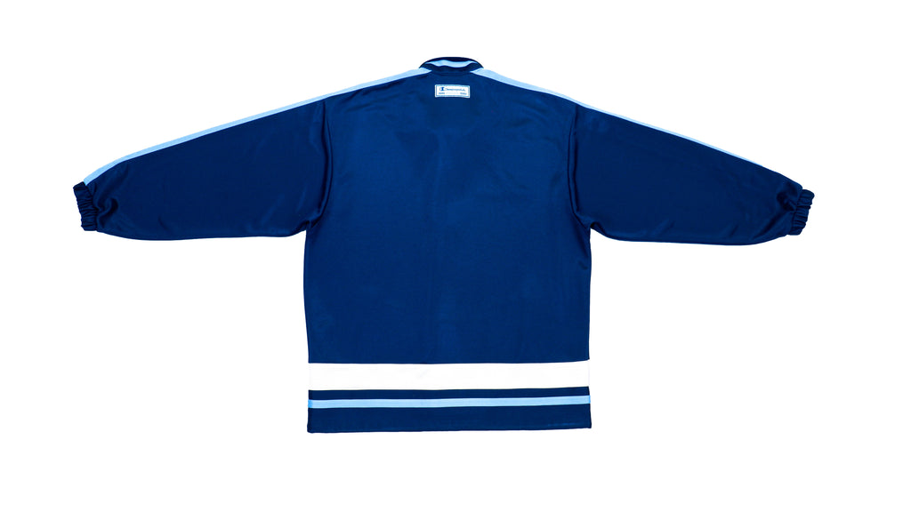 Champion - Blue & White Zip-Up Track 1990s Medium Vintage Retro 