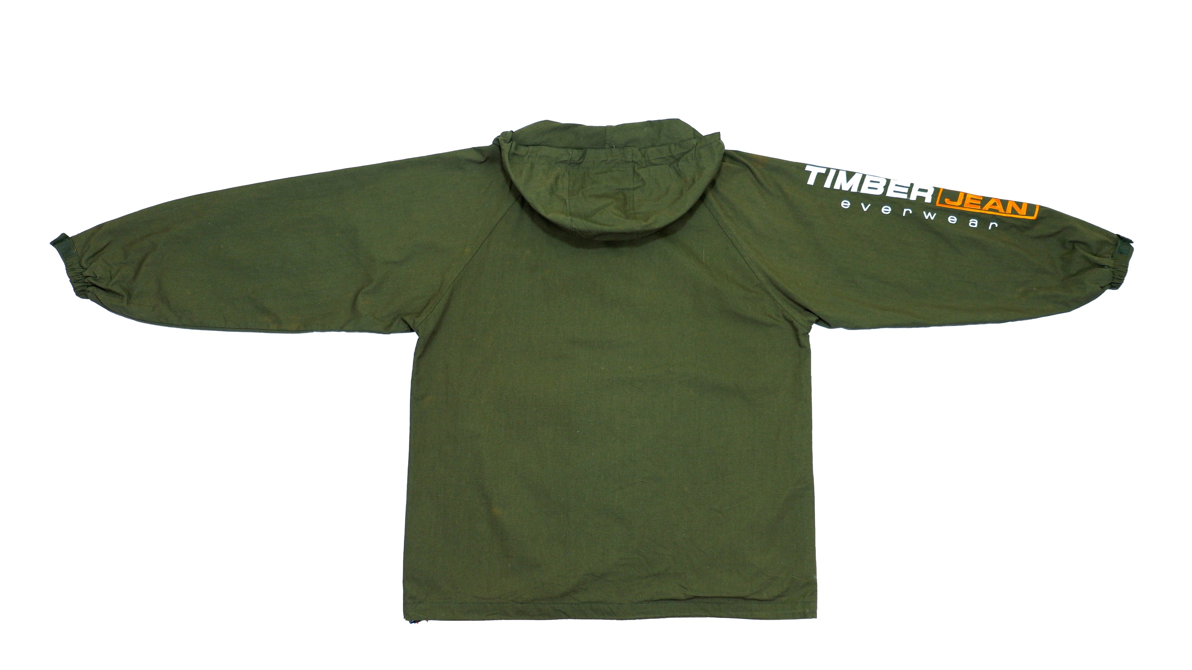 Timberland - Green Spell-Out Hooded Windbreaker 1990s X-Large Vintage Retro