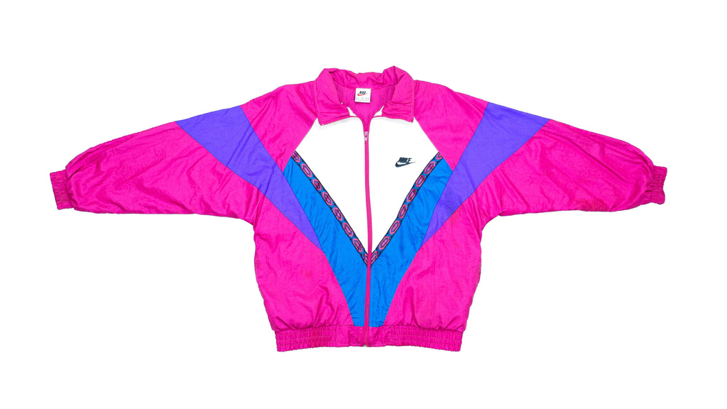 Nike - Pink and Blue Windbreaker 1990s Medium Vintage Retro 