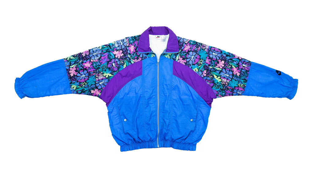 Nike - Blue Two-Tone Patterned Windbreaker 1990s Large Vintage Retro 