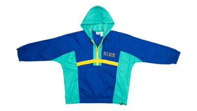 Nike - Blue & Green 1/4 Zip Windbreaker 1990s Large