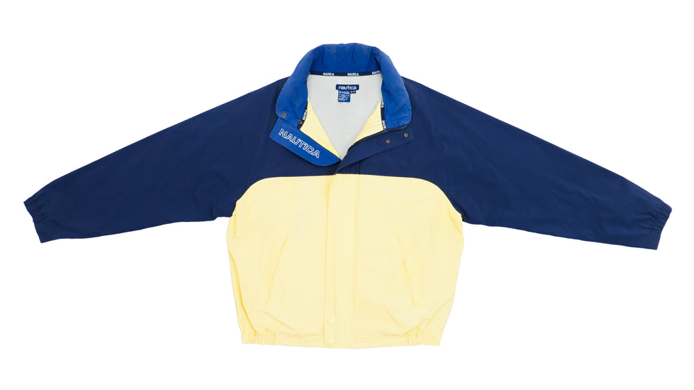 Retro Vintage Nautica - Blue and Yellow Jacket 1990s Large