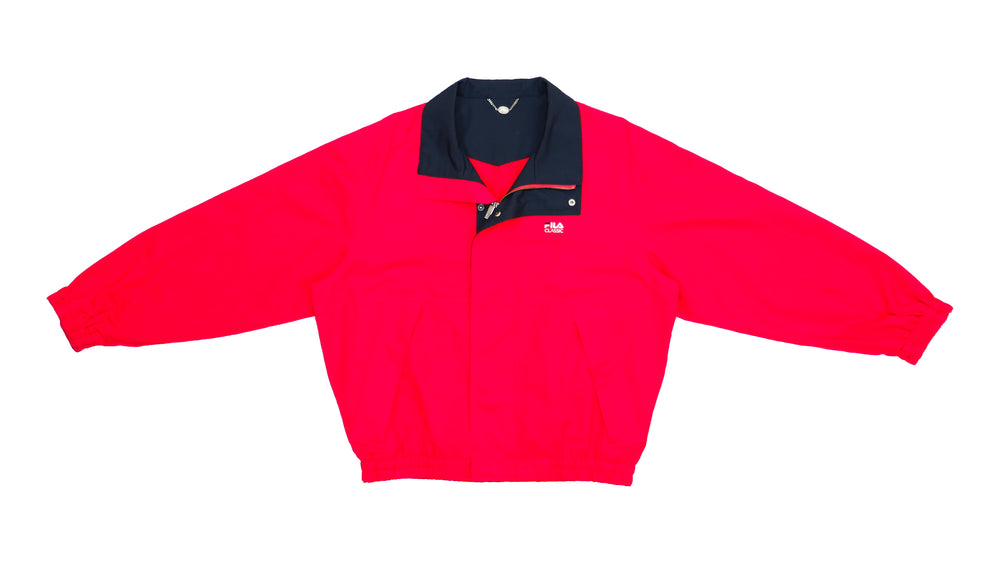 FILA - Womens Red Classic Collared Bomber 1990s