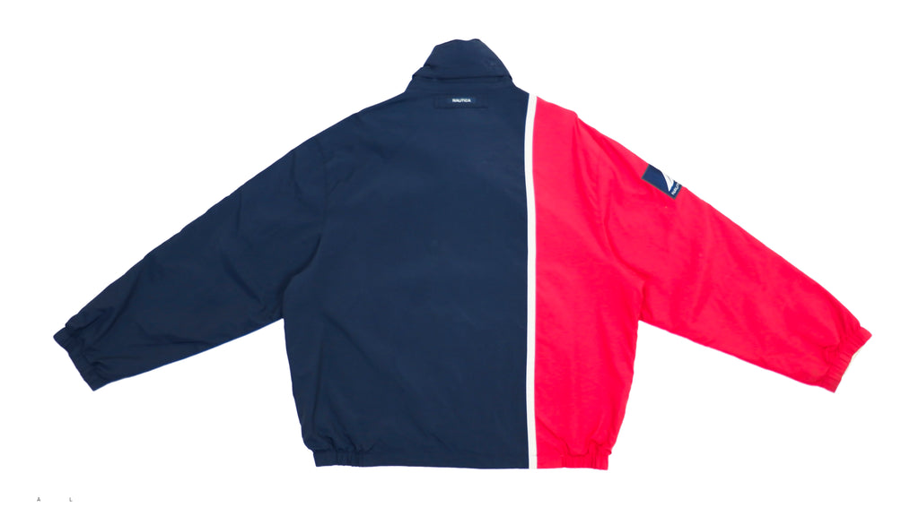 Vintage Retro Spell-Out Nautica - Two Tone Red and Blue Reversible Jacket 1990s Large