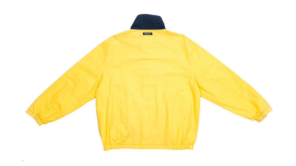 Vintage Retro Nautica - Yellow and White Big Spellout Reversible Jacket 1990s Large