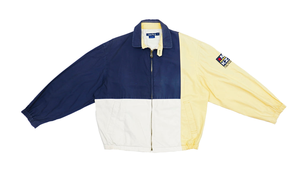 Nautica - Colorblock Yellow Blue and White Jacket 1990s Large