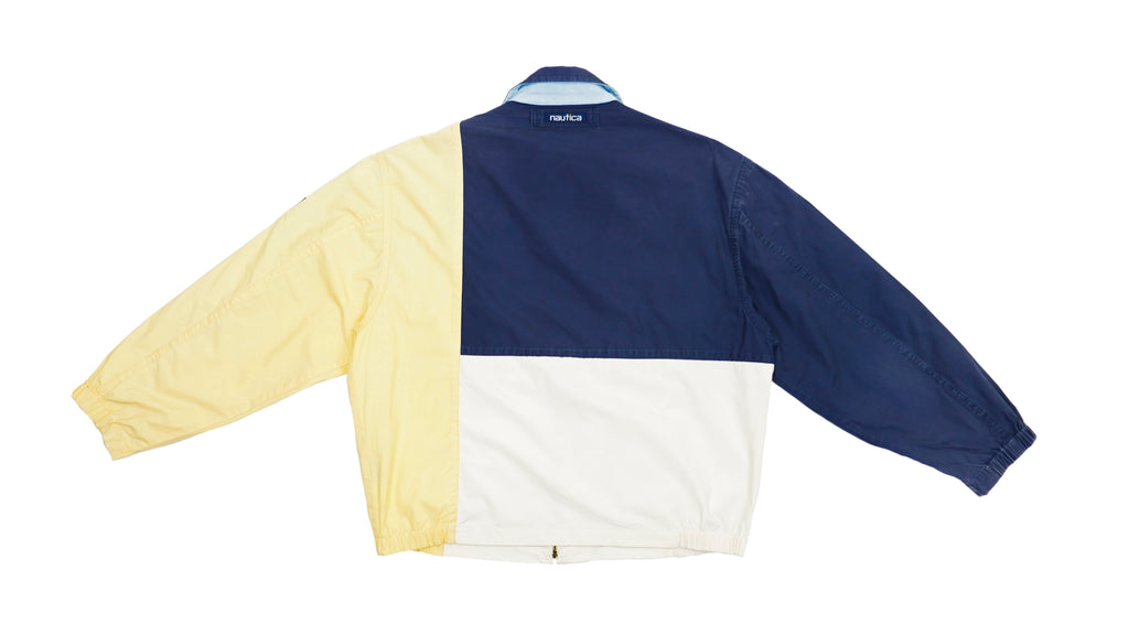Nautica - Colorblock Yellow Blue and White Jacket 1990s Large