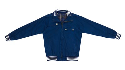 Adidas - Blue Zip Up Harrington Jacket 1990s Small