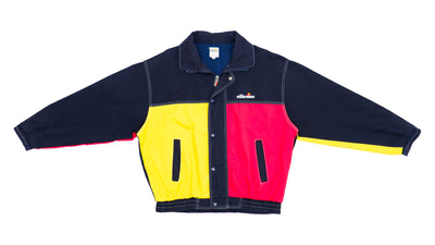 Ellesse - Colorblock Yellow and Red Spell-Out Jacket 1990s Large