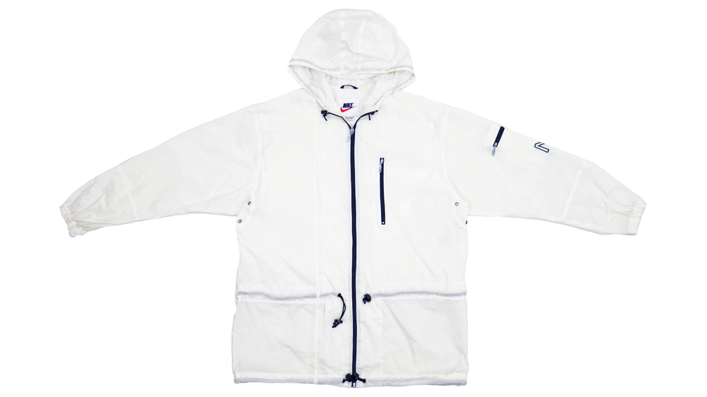 Vintage Retro Nike - White Hooded Windbreaker 1990s Large