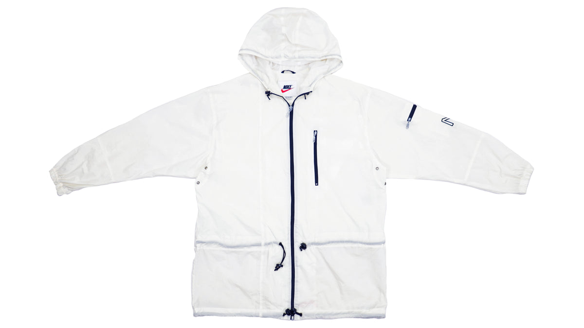 Vintage Retro Nike - White Hooded Windbreaker 1990s Large