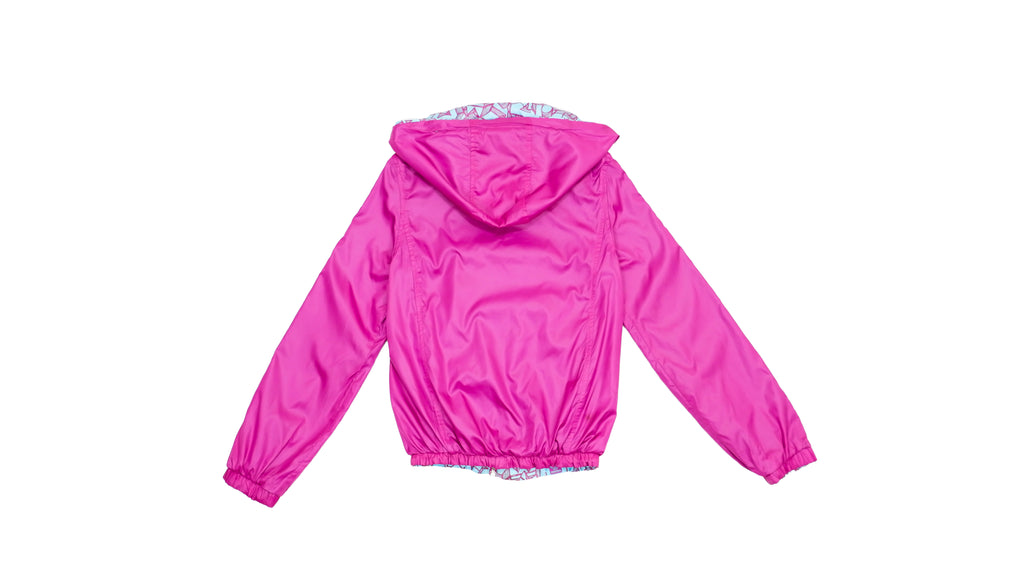 Adidas - Reversible Pink / Patterned Hooded Windbreaker 2000s X-Small Vintage Retro